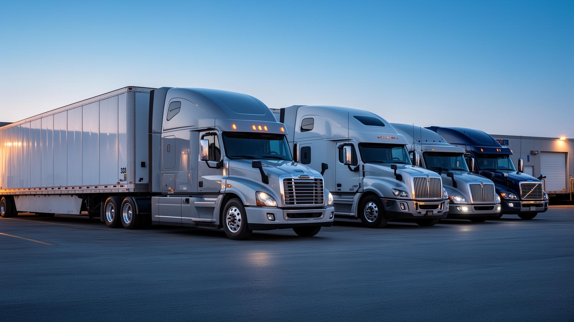 Modern fleet yard with trucks and trailers